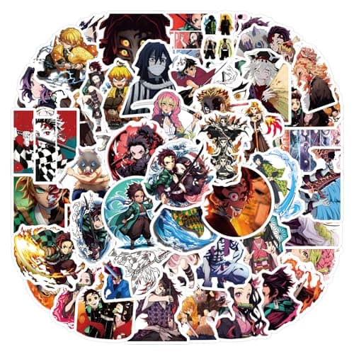 Demon Anime Slayer Stickers for Kids55PCS Demon Anime Slayer StickersHot Cartoon Vinyl Sticker for Water Bottle Laptop Phone Scrapbooking Journaling for Adults Teens for Party Supply Favor Decor