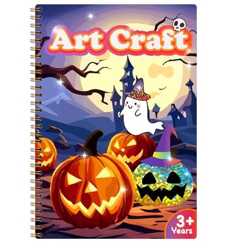 JULEASEL Halloween Foil Paper Arts and Crafts Kits DIY Halloween Arts and Crafts for Kids No Mess Foil and Coloring Books Creative Spooky Art Gifts for Boys Girls Ages 4