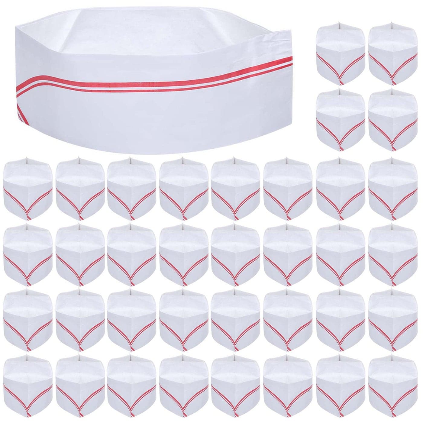 Tbestmax 40 PCS Disposable Soda Jerk Paper Cap Chef Hat for Restaurant Party Catering White