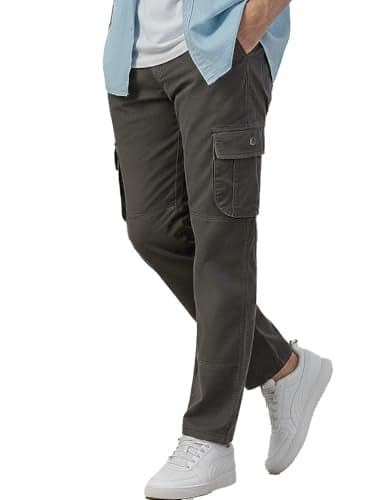 Urbano Fashion Men's Dark Grey Regular Fit Solid Cargo Chino Pant with 6 Pockets (chicargo-09-dgrey-30)