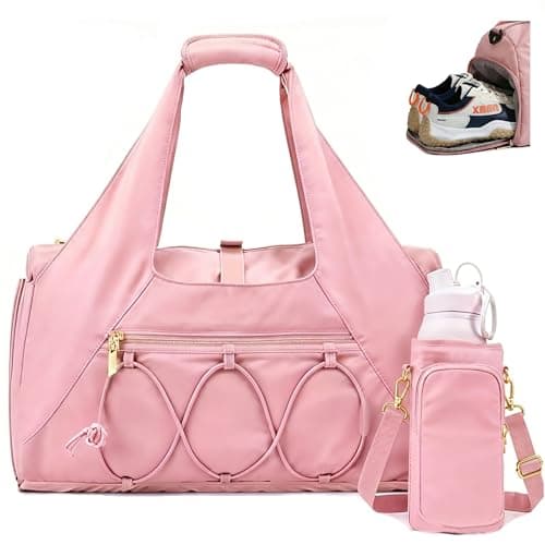 FULONEEI Gym Bag for Women Yoga Mat Bag with Shoe Compartment and Wet Pocket Sport Yoga Gym Bag with Yoga Strap Carryall Yoga Tote Bag Pink