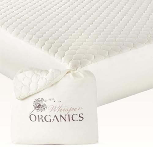 100 Cotton Organic Mattress Pad Breathable Cooling Mattress Protector Cal King Premium 300GSM Quilted and Noiseless Machine Washable Organic Mattress Protector Ivory Cal King