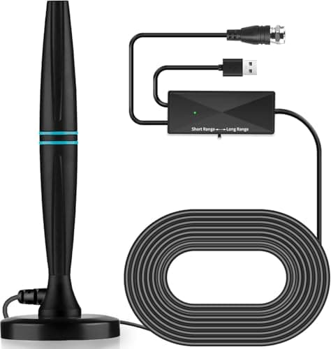 TV Antenna for Smart TV IndoorTV Antenna for Local Channels Support 4K 1080p with Signal Booster for Local Channels Long Range Reception Cable Length 18ft Dark Grey