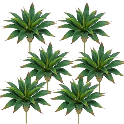 HUAESIN Artificial Succulents Aloe Plants 6PCS 125 Inches Large Artificial Agave Plants UV Resistant Fake Agave Planters for Indoor and Outdoor Home Wedding Festival Arrangement