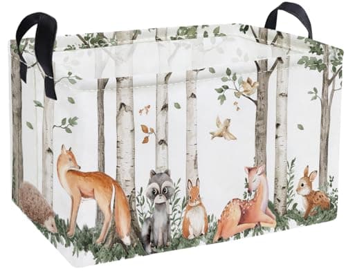 Essme Rectangular Animal BasketsKids Storage BoxCute Basket for Kids with Handles for Room Decor Book BinsShelf BasketTree trunk animals