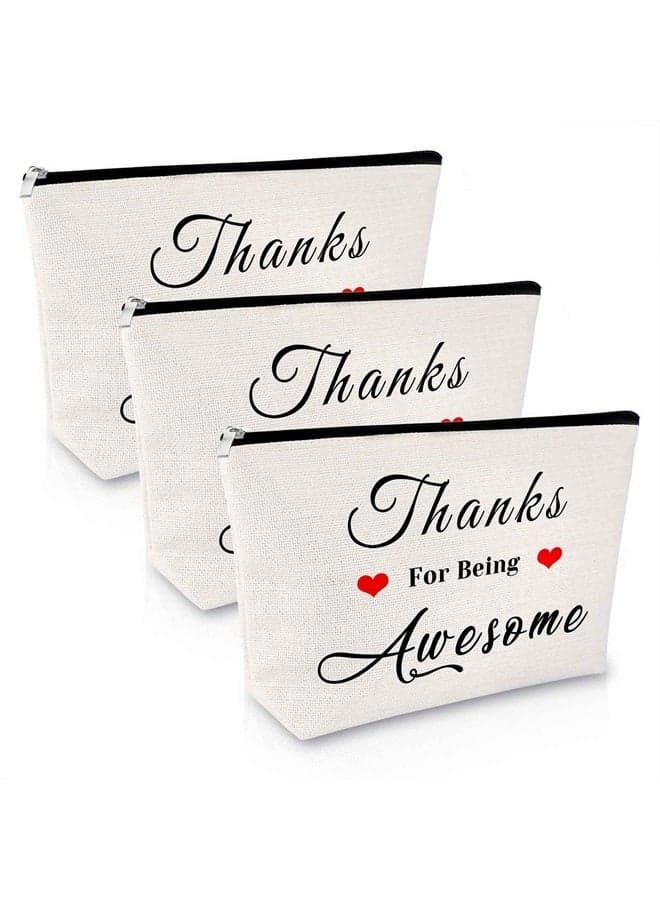 3 Pcs Appreciation Gifts for Women Makeup Bag Thank You Gifts for Coworkers Teacher Coach Graduation Gift for Friends Christmas Birthday Gifts for Sister Daughter Friendship Gift Travel Cosmetic Pouch