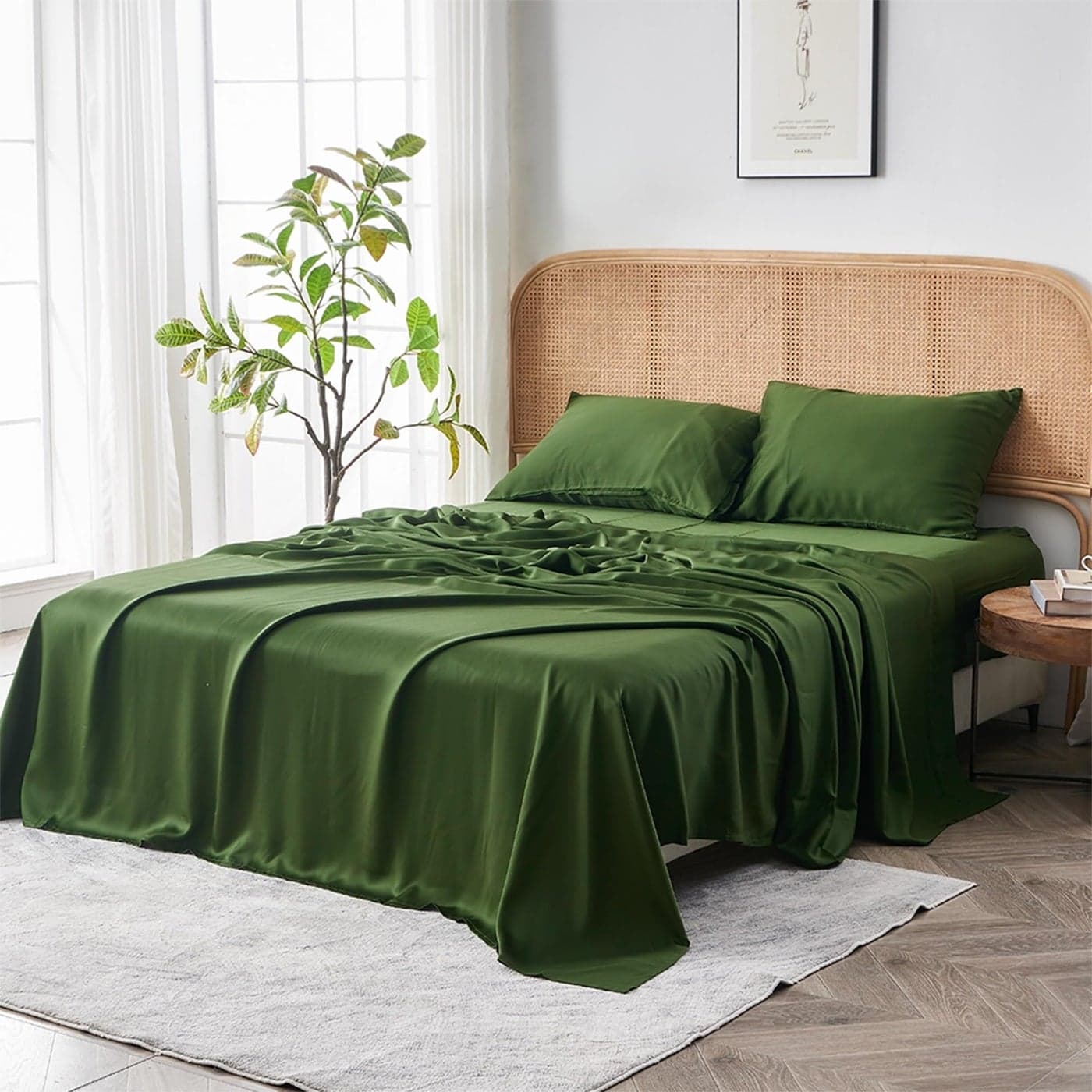 Sijo AiryWeight Tencel Sheet Set 100 Lyocell Derived from Eucalyptus Buttery Soft Architectural Digest 2022 Best Cooling Sheets Winner 3pc 2 Pillowcases 1 Fitted Forest Queen