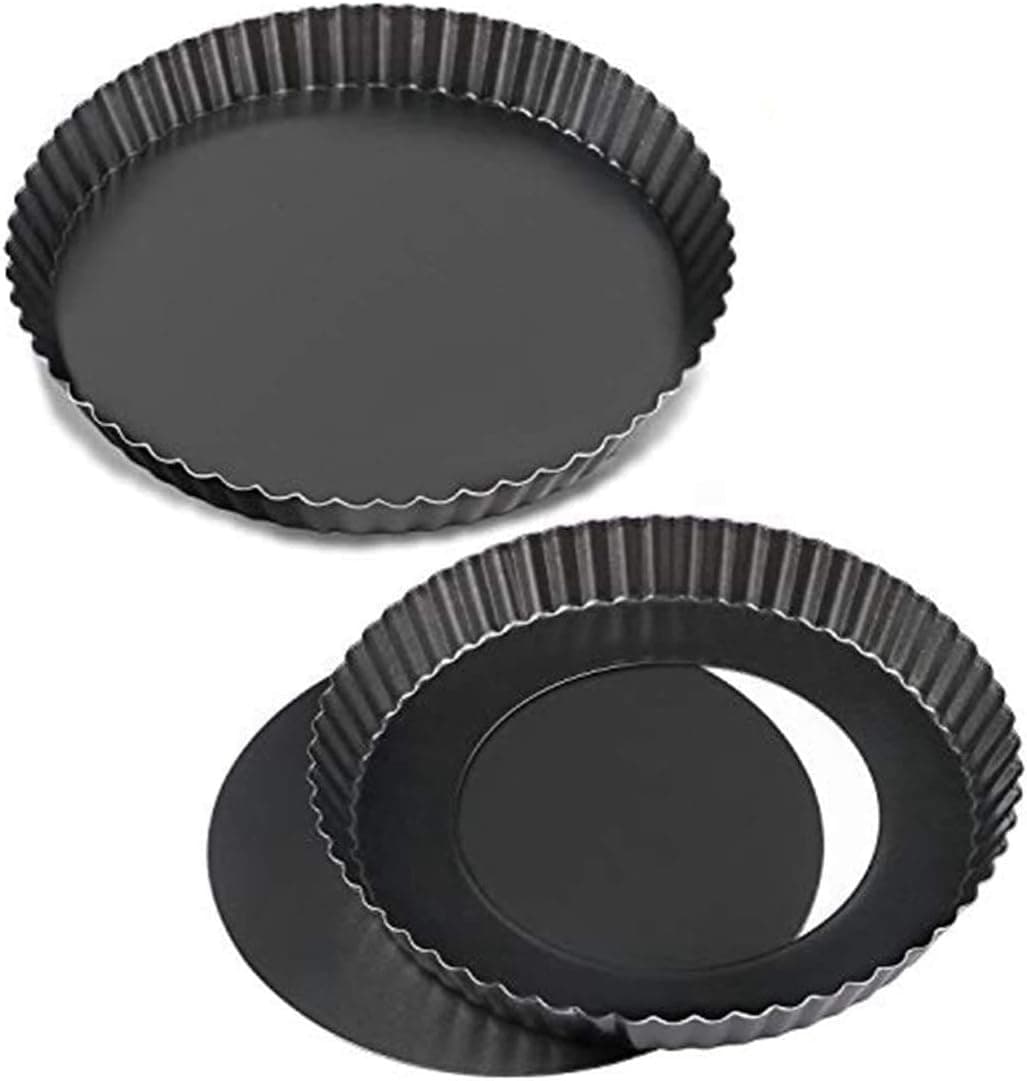 Non-sticks Removable Loose Bottom Quiche Tart Pie Pan (9in) Pack of 2