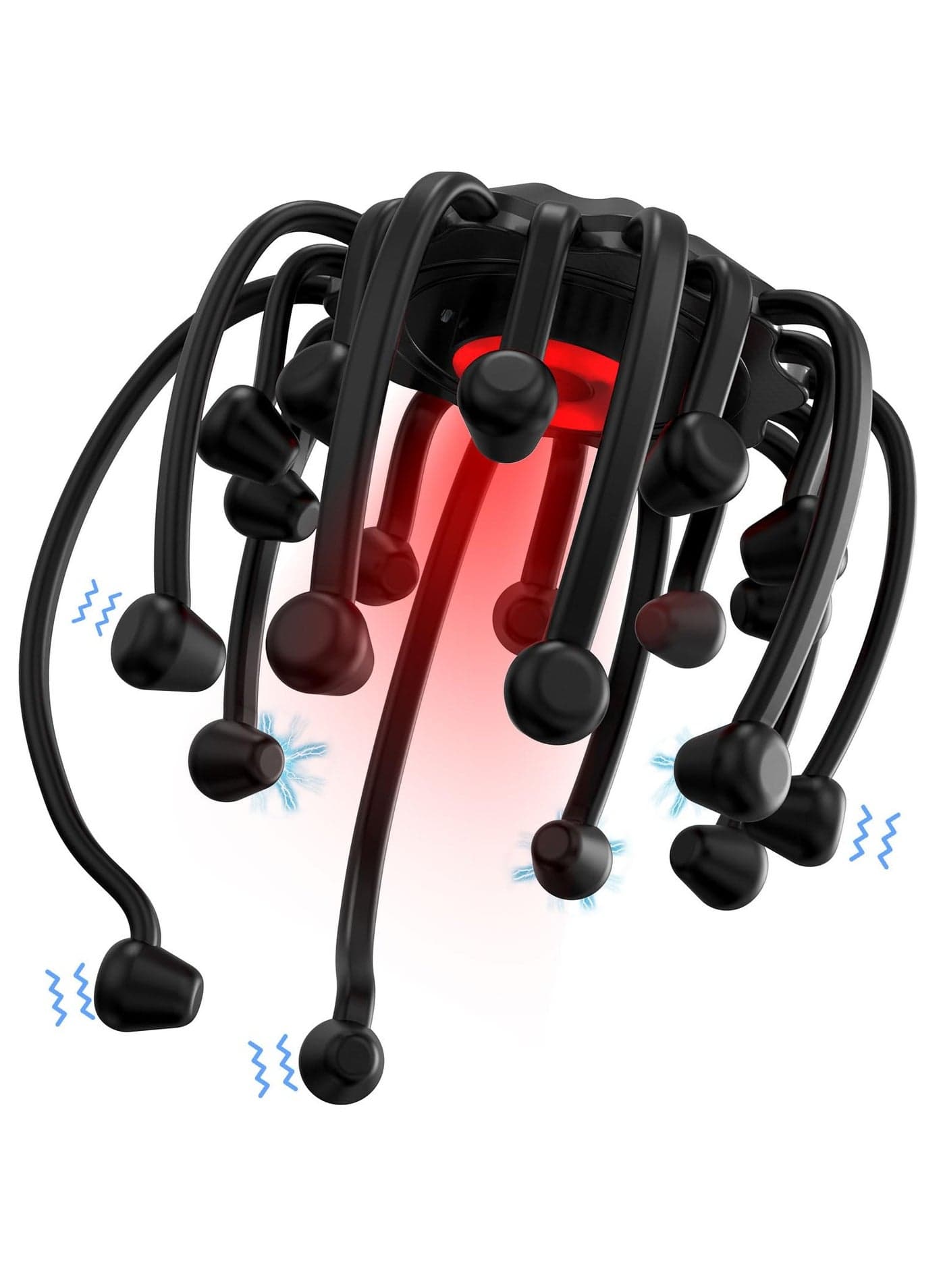 Electric Head Scalp Spider Massager with Red Light, 20 Vibration Contacts and 5 Modes, Portable Bluetooth Tms Head Scratcher Massager for Headache Relief Deep Sleep, Gift for Mother's Day