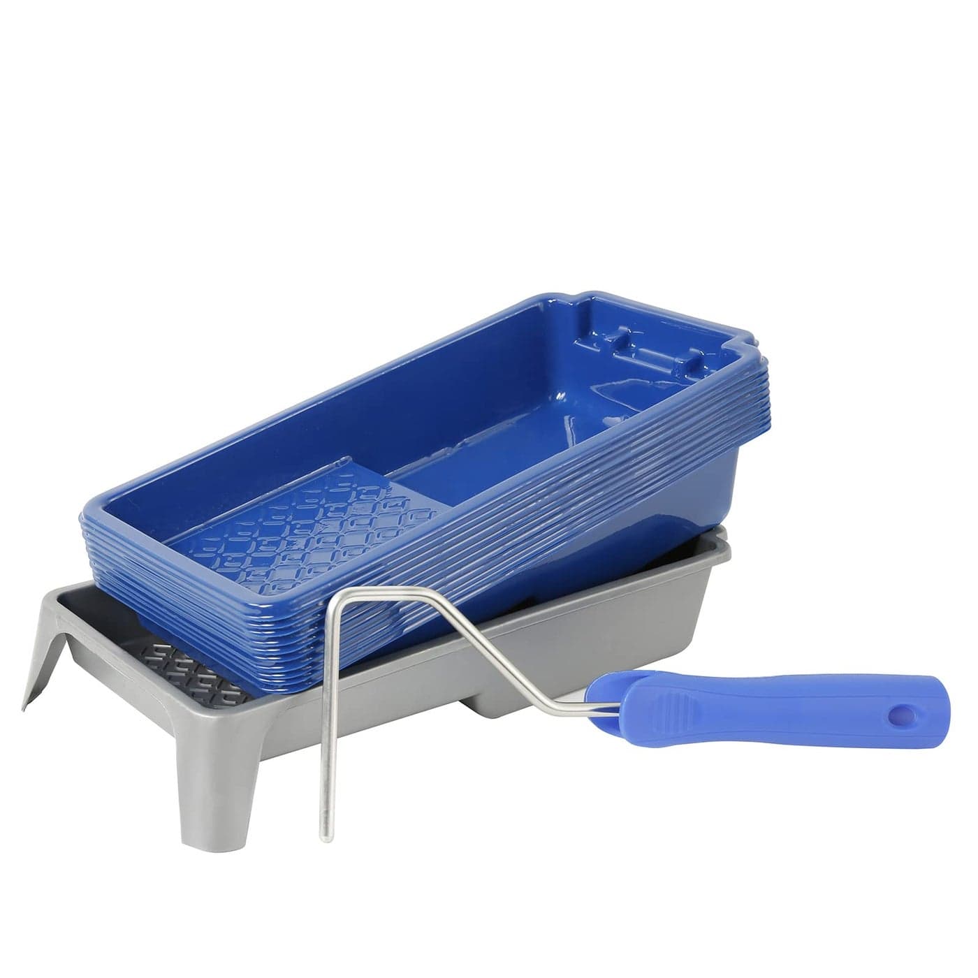Mister Rui Paint Roller Tray 4 inch Paint Tray with Liners 12 Pack Small Paint Trays Thickened Plastic Tray Liners with Roller Frame