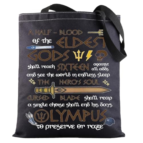 G2TUP Heroes of Olympus Shoulder Bag Book Lover Inspired Gift Riptide Sword Tote Bag Movie Merch (A Half Bl TG)
