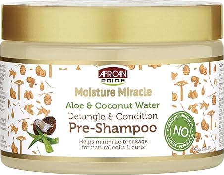 African Pride Moisture Miracle Aloe Coconut Water Detangle Condition Pre Shampoo 12 oz