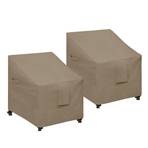 EasyGoing Waterproof Patio Chair Cover UV Resistant Outdoor Chair Cover Weatherproof Lawn Patio Furniture Cover with Tape Sealed Seam 2 Pack335Wx315Dx36H inch Camel