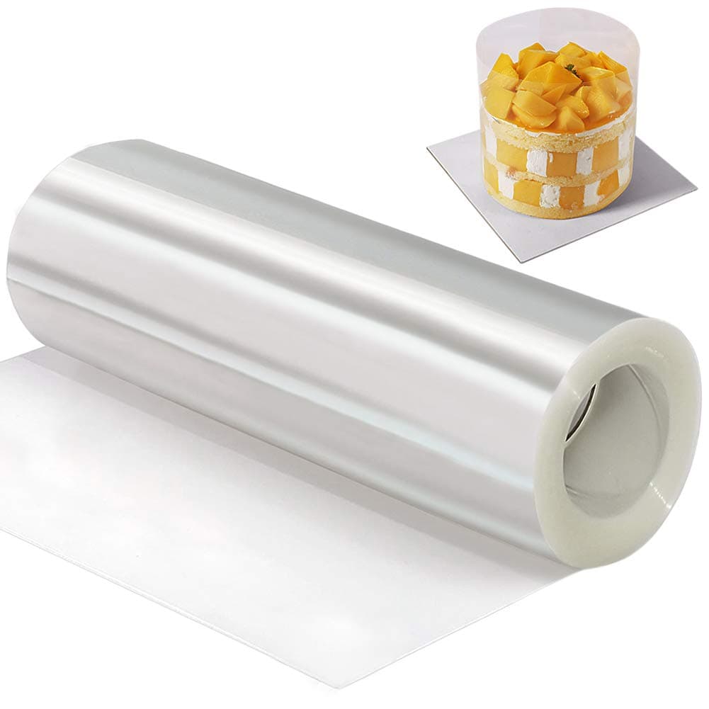 Cake Collars 20cmx10m 8inch Clear Transparent Acetate Roll Mousse Cake Sheets Acetate Cake Sheet for Chocolate Mousse Cake Decorating