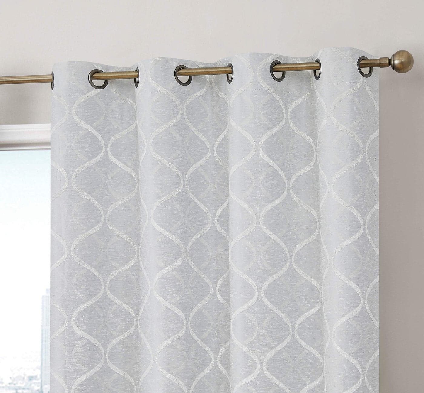HLCME Versailles Lattice Flocked 100 Complete Blackout Thermal Insulated Window Curtain Grommet Panels Energy Savings Soundproof For Living Room Bedroom Set of 2 50 x 84 inches Long White