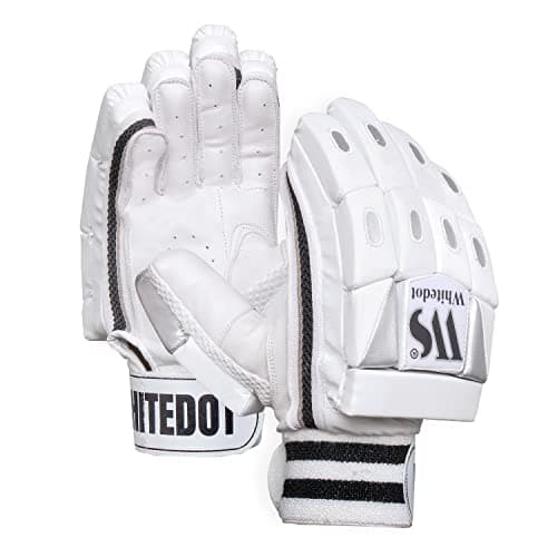 WHITEDOT Sports Dot 1.0 Cricket Batting Gloves, Idol for Youth/Medium Left Hand (Material: Leather, Color: White)