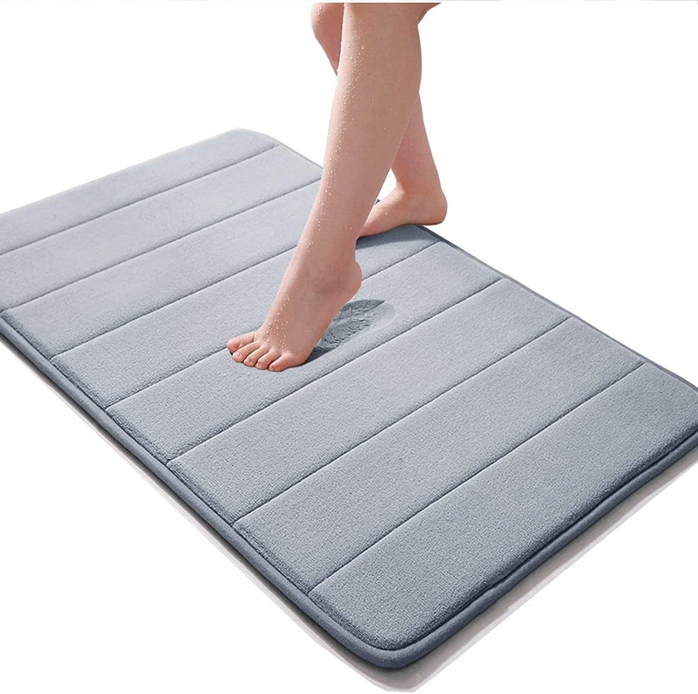 GOPAD 40 x 60 cm Water Absorbent Bathroom Door Mats Soft Comfortable Easier to Dry Machine Wash Bathroom Mat Big Size Anti Slip Water Soaking Bath Mat for Rug Carpet 1 PcsGrey