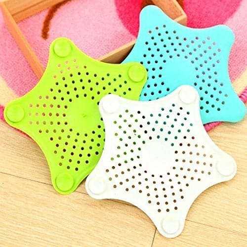 Sevia 3pcs Starfish Rubber Drain Cover Hair Catcher Bath Stopper Strainer Filter Set of 3 Multi Color