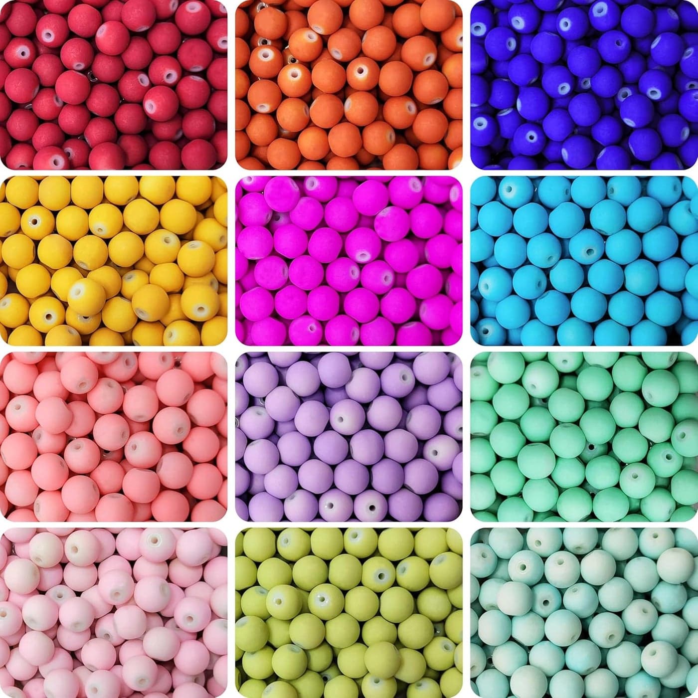 INDIKONB Matte Glass Pearl Beads - 8mm Multicolour - Pack of 420 Candy-Like Pastel Beads