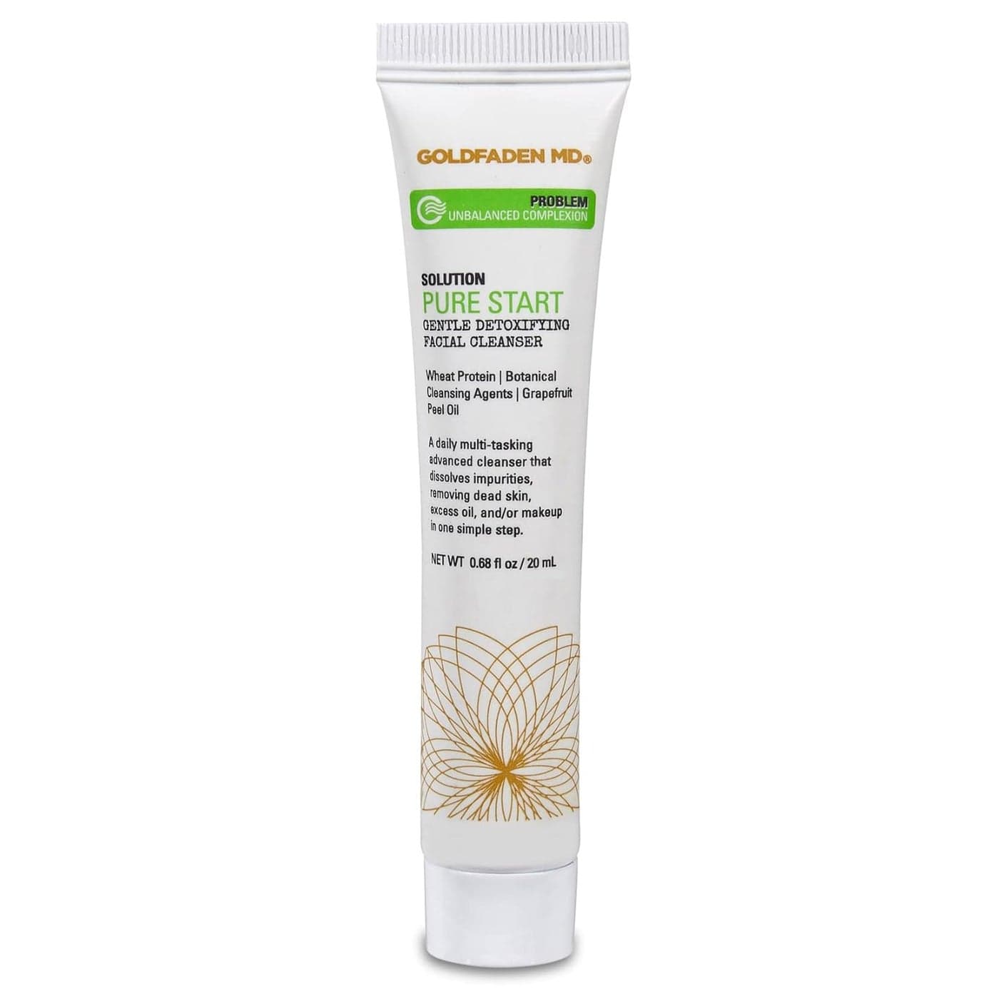 GOLDFADEN MD Pure Start Gentle Detoxifying Natural Facial Cleanser Grapefruit Peel Oil Organic Red Tea Extract Seaweed Extract Rose Hip Seed Oil TRIAL 67 Fl Oz