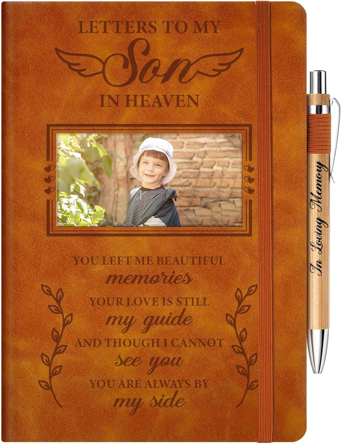 Vetbuosa Memorial Gifts For Loss Of SonGrief Journal With Photo InsertLetters To My Son In Heaven200 Pages Notebook A5 With PenHealing Gift For Bereavement