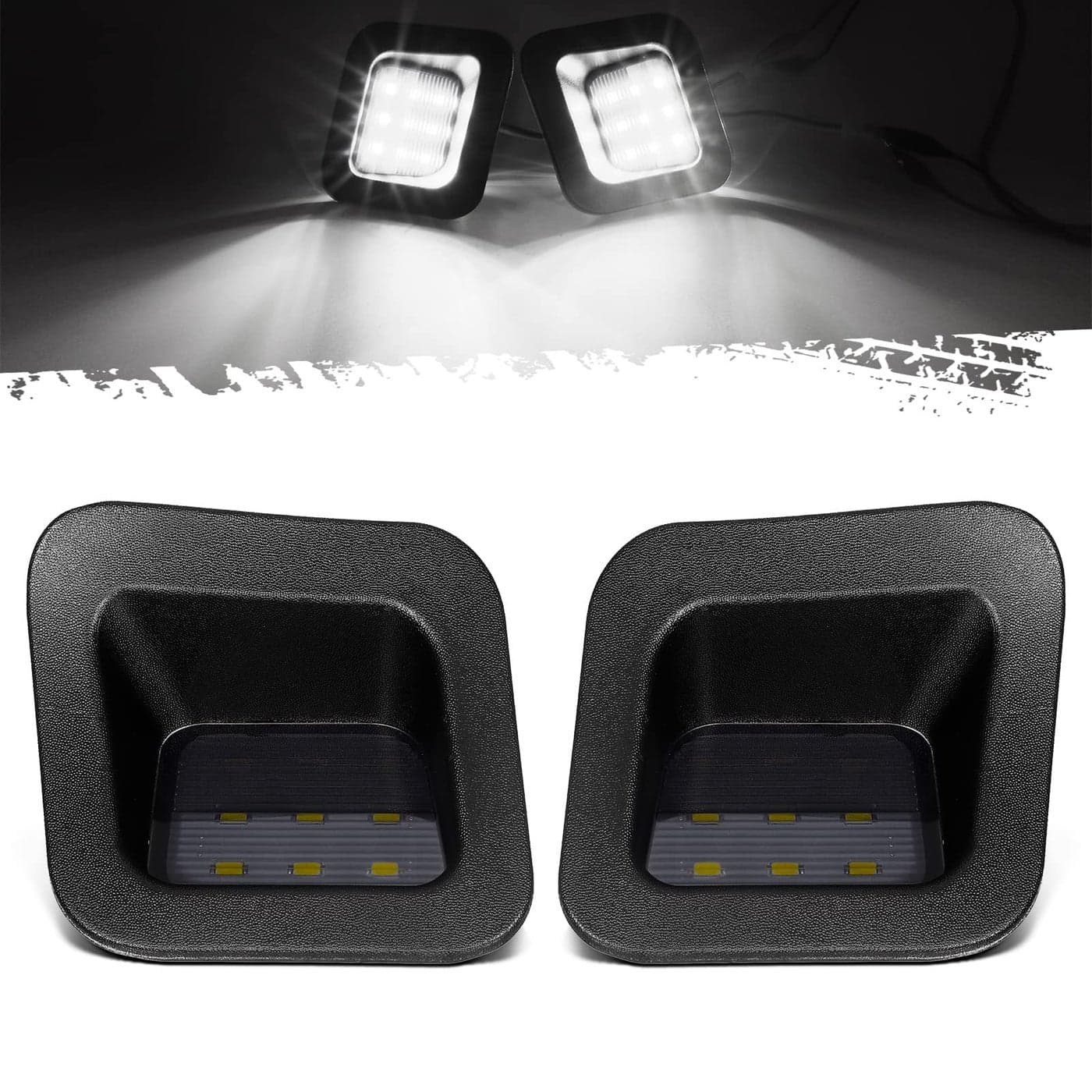 Partsam Full Led License Plate Lights Lamp Assembly Smoke Black Housing Compatible with Dodge Ram 1500 2500 3500 20032018 Pickup Truck Rear Step Bumper Replacement Pack of 2