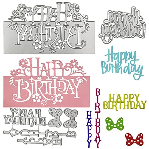 3 Sets Happy Birthday Metal Cutting Dies SENHAI Happy Birthday Butterfly Die Cut Stencils Word Embossing Template for Birthday Card Making