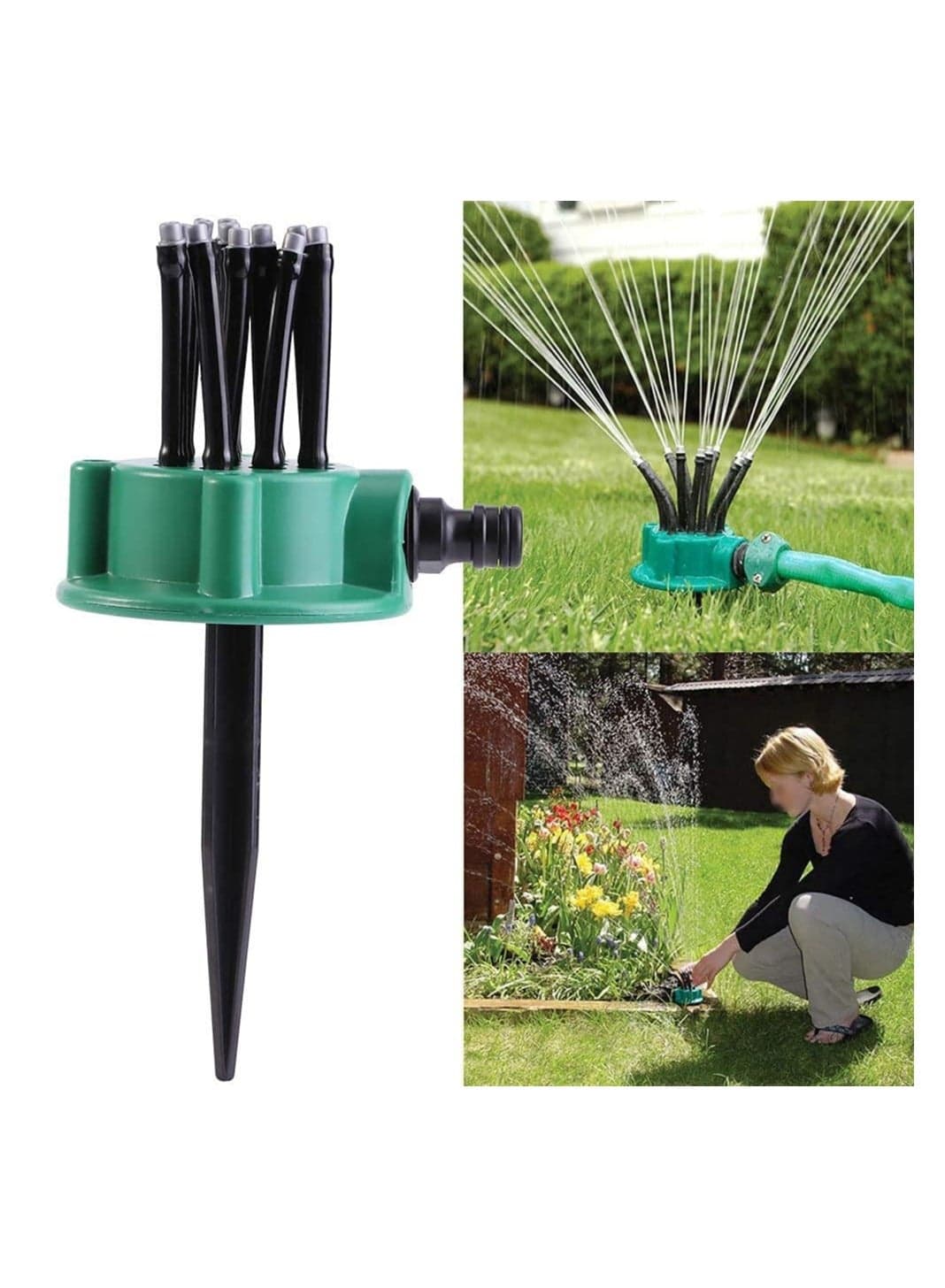 Garden Sprinkler, 12 Hose Head Garden Plants Vegetable 360° Adjustable Watering Sprinkler Multi-use Lawn Irrigation System Adjustable Rotation Lawn Sprinkler for Outdoor Yard