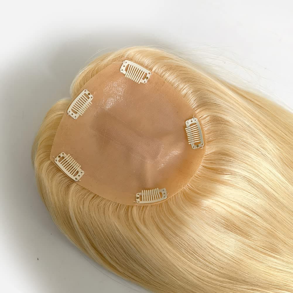 Injected Thin Skin PU Base Silk Top Base Partition Size 15cm16cm Women Human Hair Topper 16 Inch 60 Blonde