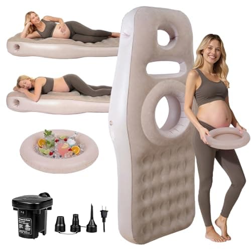 Inflatable Pregnancy Pillow with Belly & Head Hole, Prone Pregnancy Pillow for Stomach Sleepers, Belly Pillow Pregnancy Mattress for Pregnant Women, Maternity airbed Pool Float for Tummy Massage
