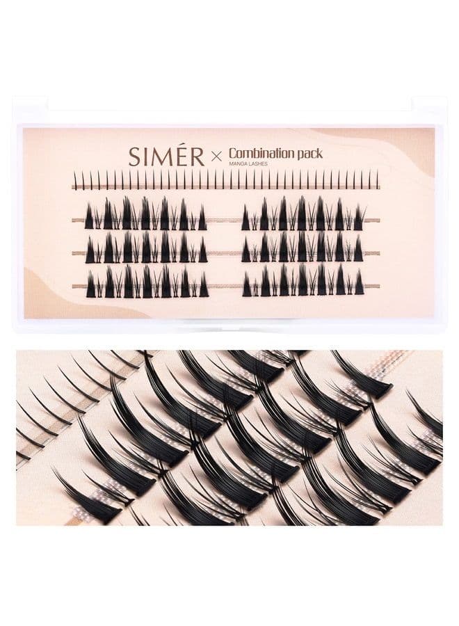 Manga Lashes Individual 6-14mm 118 Clusters Anime Lashes Mink False Eyelashes Extension Kit Lash Clusters with Bottom Lashes for Y2K Make Up
