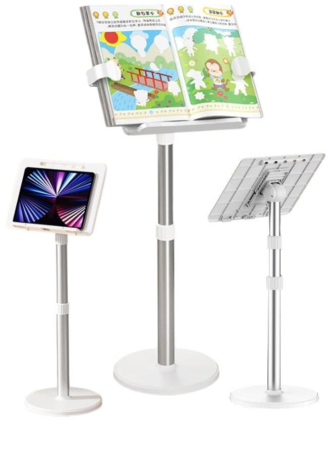 1PC Book Stand for Reading Adjustable Podium Stand, Metal pole, Music Display Stand, Multifunctional Panel, white