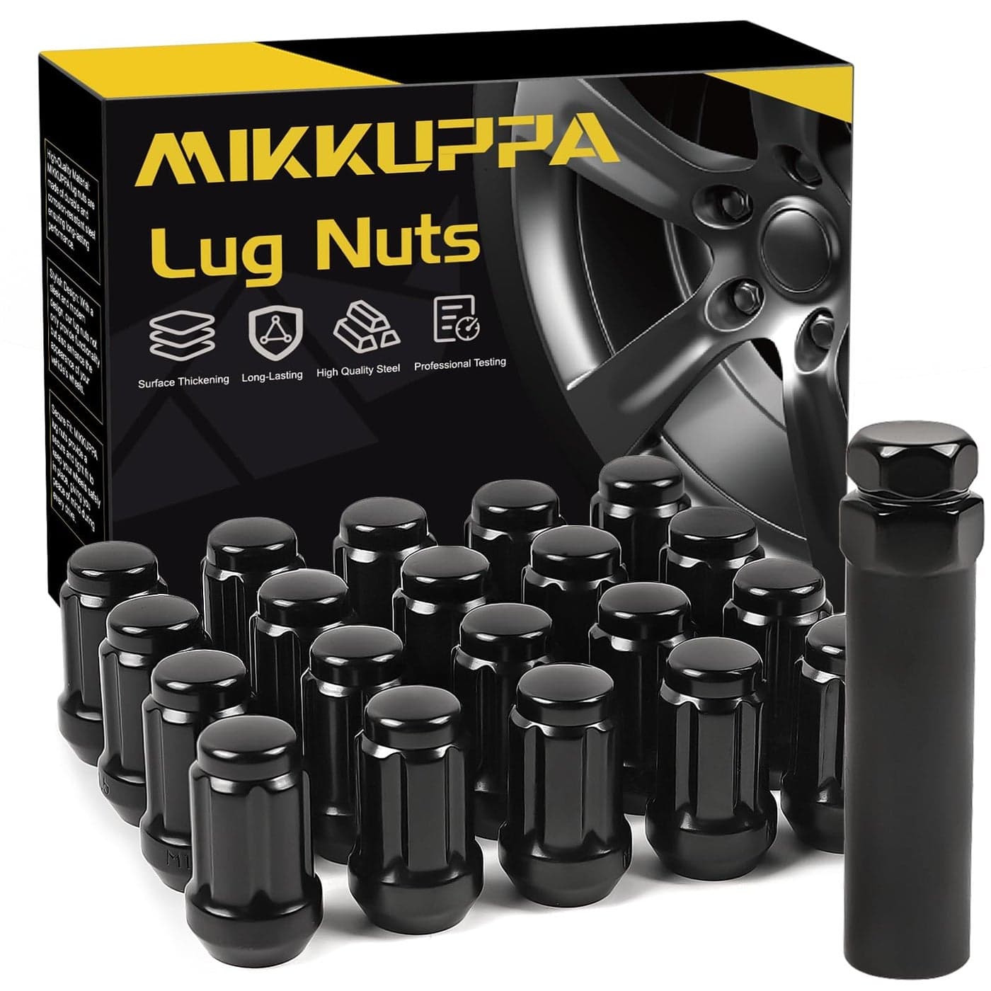 MIKKUPPA M12x125 Lug Nuts Replacement for 19932022 Nissan Altima 19882022 Nissan Maxima 19972023 Subaru Forester Aftermarket Wheel 20pcs Black Closed End Lug Nuts
