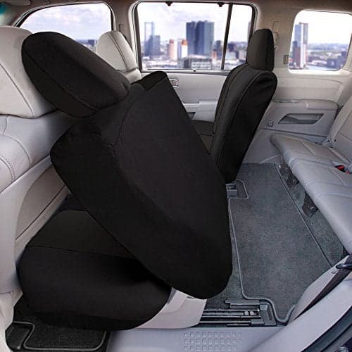 FH Group Full Cover Rear Bench Car Seat Cover Universal Fit Split Bench Design with Zipper Compatible with 6040 4060 Split Seats SUV Van Black