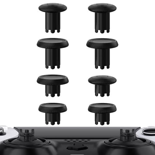 eXtremeRate ThumbsGear Interchangeable Thumbsticks for PS5 Edge Controller Replacement Black Analog Thumb Sticks Caps for PS5 Edge Controller 4 Heights 3 Surfaces Grips Without Thumbstick Base