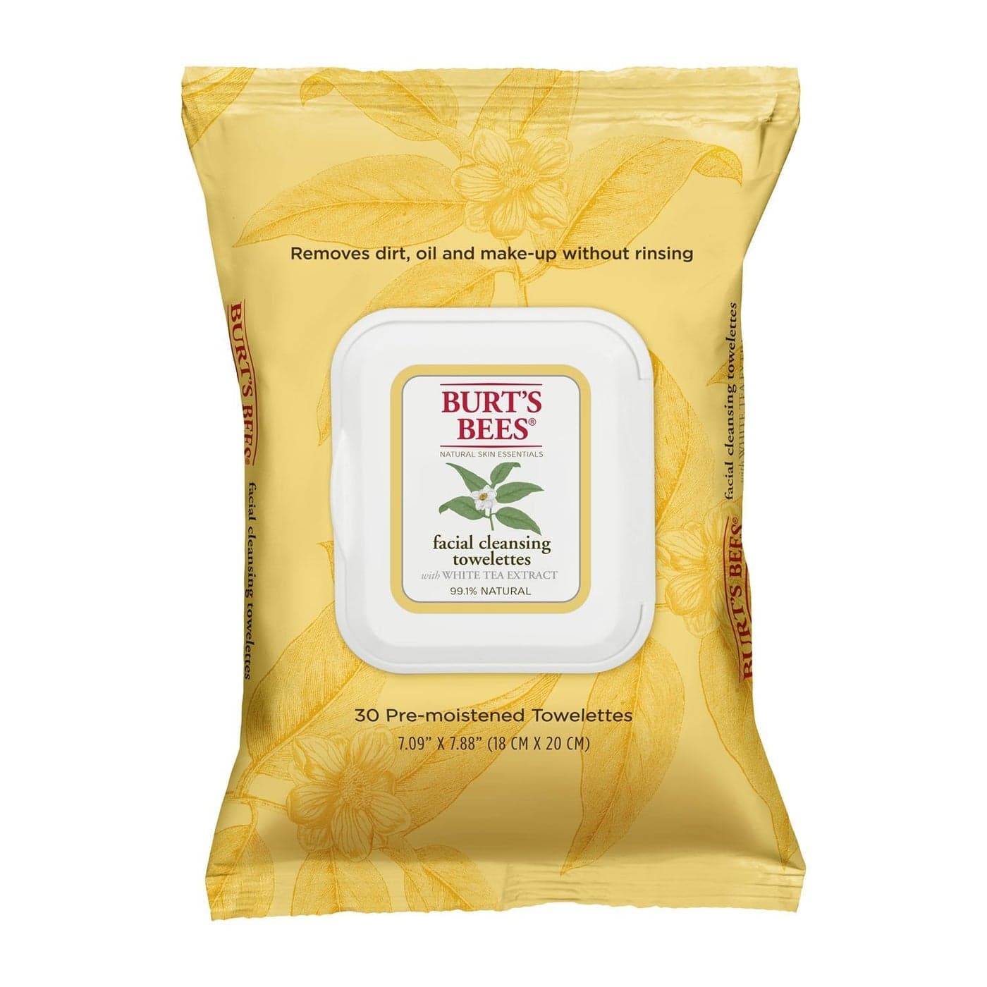 Burts Bees Sensitive Facial Cleansing Towelettes with White Tea Extract 30 Count Pack of 2