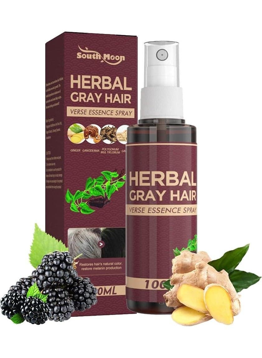Hair Darkening Conditioner, Natural Gray Hair Reverse Serum Spray, Herbal Gray Hair Verse Essence Spray for Men and Women All Hair Types Scalp Care, Reverse Grey Hair, Hair Strengthening