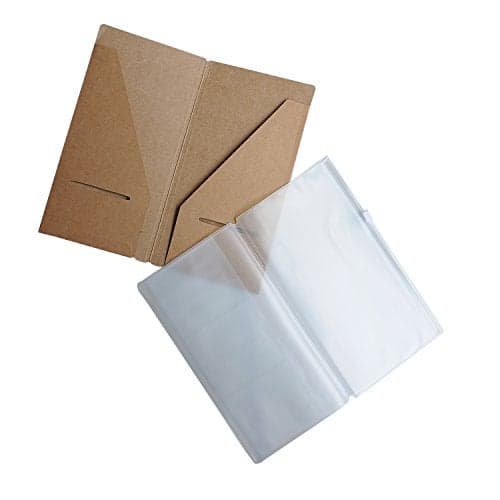 Wanderings Zipper Case and Kraft Card Holder 2-Pack for Refillable Travel Notebooks - 5 x 3.5" (12.5 x 9 cm) - Pocket/Passport Size