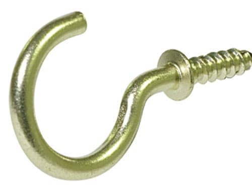 The Hillman Group 9161 Brass Cup Hooks, 1/2-Inch, 4-Pack