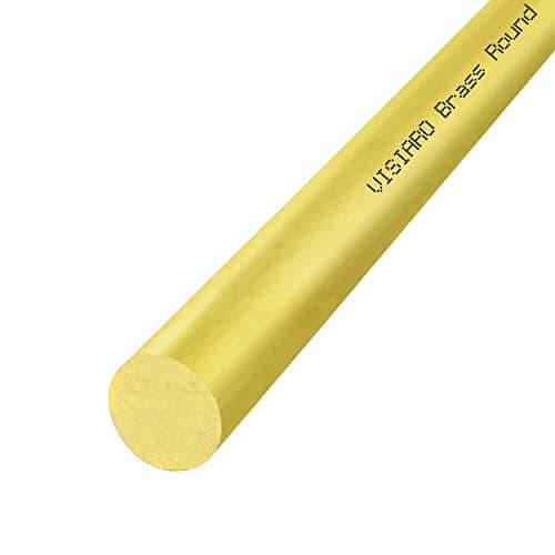 Visiaro Solid Brass Round Bar Rod, 1ft, Outer Dia 7 mm, Pack of 1, Grade IS 319 Free Cutting Brass Rod for CNC Machining, Metalworking, DIY Crafts, & Industrial Hardware