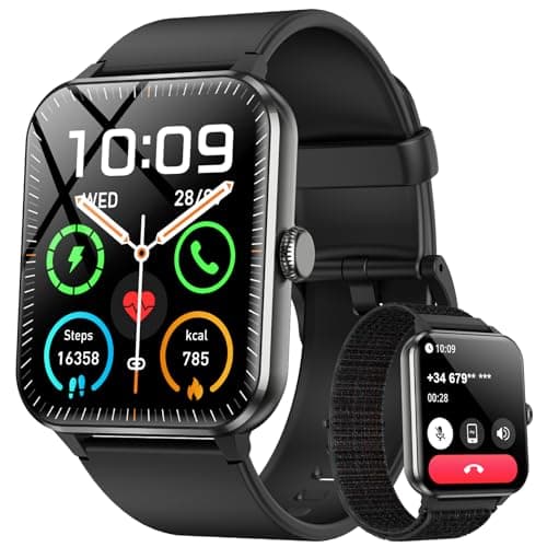 Blackview 2026 Smart Watch AnswerMake Calls Fitness Watch for Men and Women with Heart RateSpO2Sleep Monitor2 Straps 100 Sports Modes IP68 Waterproof Activity Tracker for AndroidiPhone