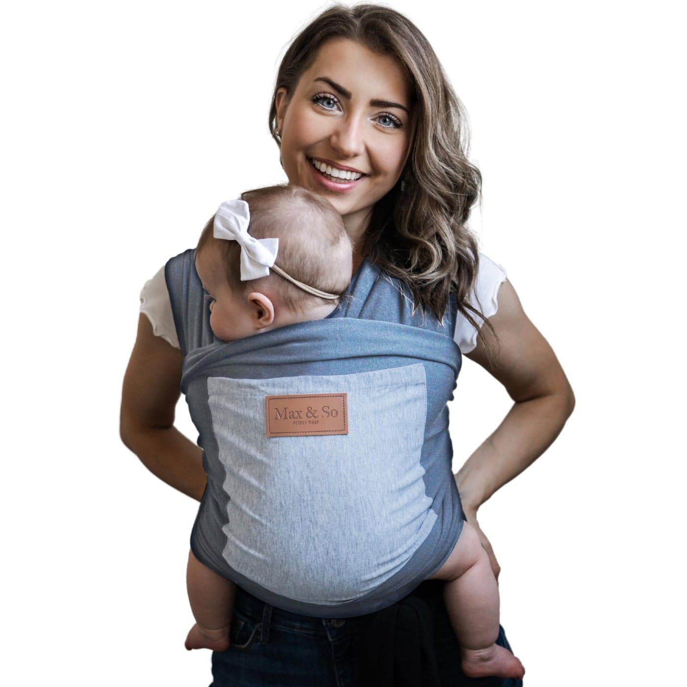 Baby Wrap Carrier - Premium Cotton Sling for Newborns to Toddlers - Hands-Free, Soothing Stretchy Fabric Wrap with Front Pocket for Essentials - One Size Fits All - by Max&So