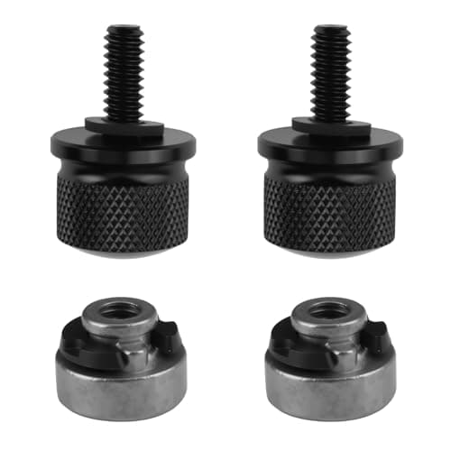 Motorcycle Seat Bolt Screw Rear Mount Kit Aluminum Alloy Fender Seat Nut with Knurled Design and Nylon Washers Seat Bolt Compatible with Harley Davidson Sportster Softail Touring Dyna Black