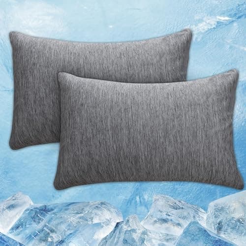 CHOSHOME Cooling Pillow Cases Zipper Pillow Covers Q-Max > 0.45 Zippered Pillowcases for Hot Sleepers, Soft, Breathable, Skin-Friendly, 2 Pack (Standard, 20"x26", Dark Grey)