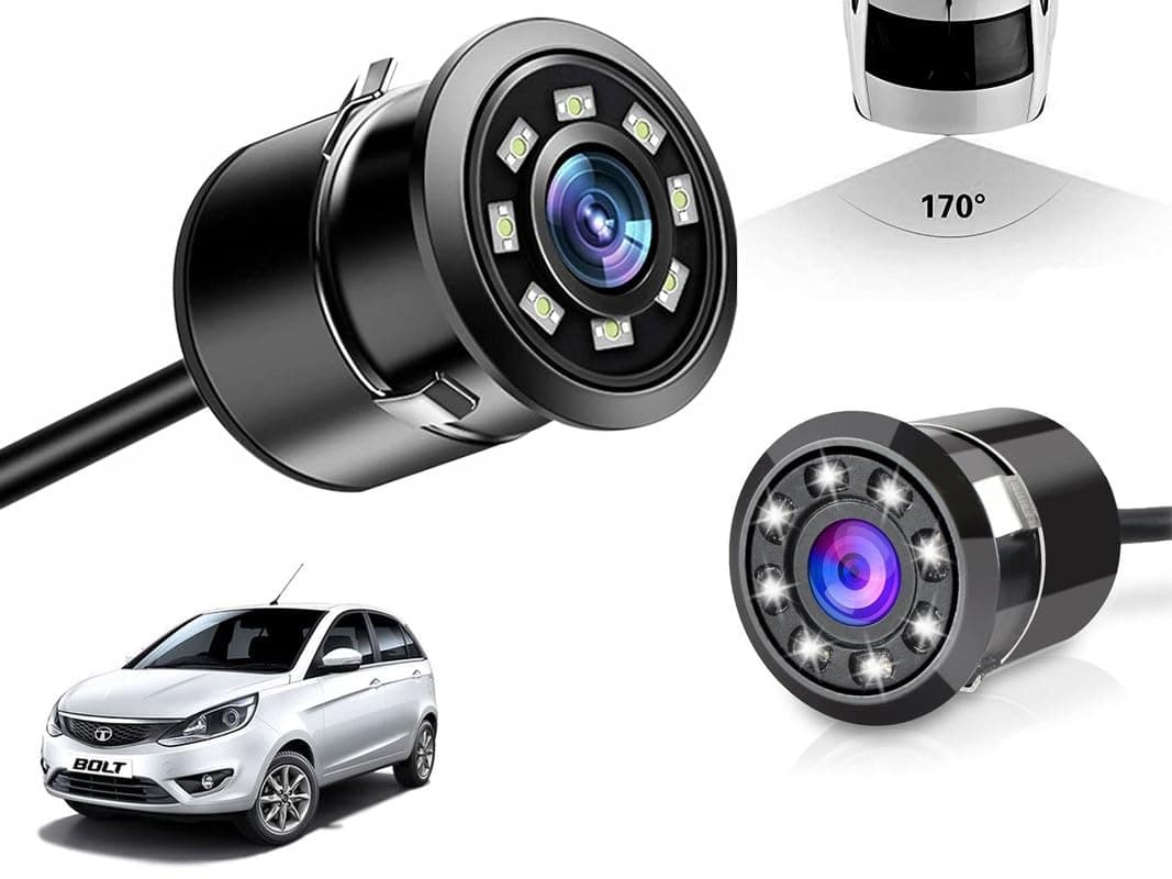 Auto Pearl Car Rear View Reverse Parking Camera with HD Night Vision (8 LED), Waterproof & Shockproof, 170 Degree Wide Angle Compatible with Bolt