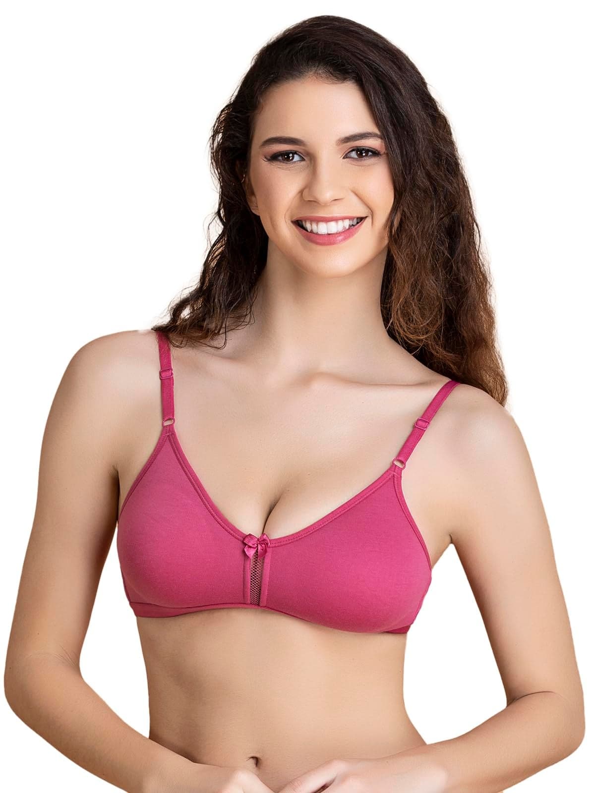 Clovia Women's Non-Padded Non-Wired T-Shirt Bra in Baby Pink - Cotton Rich (BR0638M22_Pink_34D)