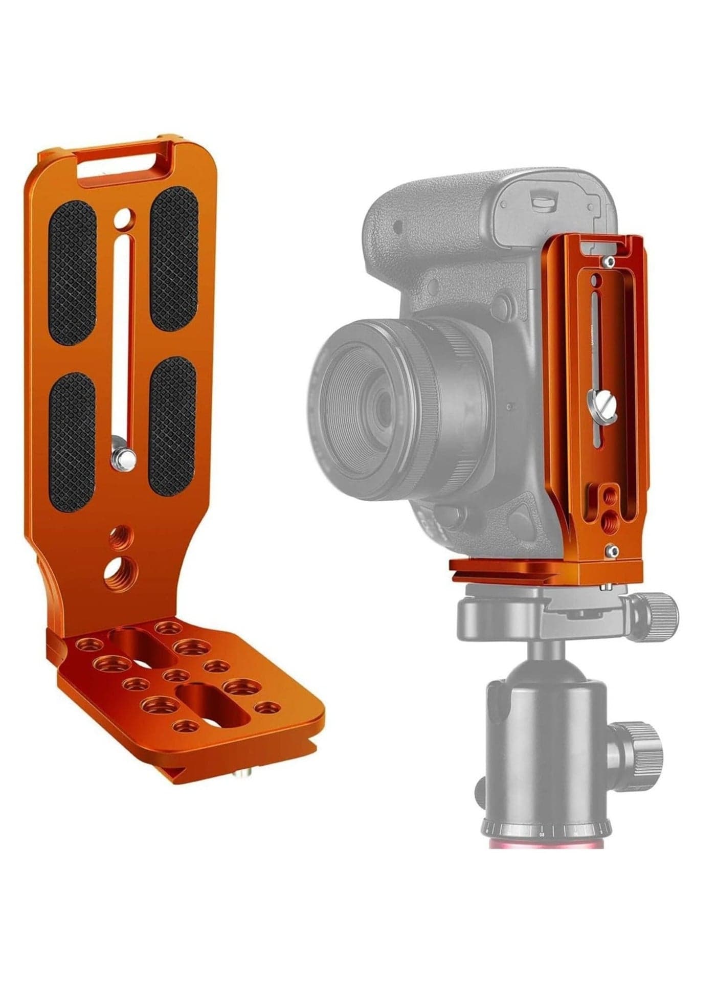 DSLR Camera L Bracket Vertical Horizontal Switching Tripod Quick Release Plate with Screws Wrench Compatible with Canon/Nikon/Sony/DJI Osmo Ronin Zhiyun Stabilizer Tripod Monopod (Orange)