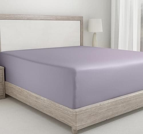 California Design Den King Size Deep Fitted Sheet, Soft 400 Thread Count 100% Cotton Sateen, Deep Pocket, No Pop-Off Elastic, Durable Top Hotel-Quality Fitted Sheet Only (King, Dusky Lavender Gray)