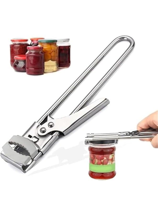 Adjustable Multifunctional Stainless Steel Can Opener, Jar Gripper Tight Lid Opener Retractable Bottle Opener, Manual Jar Bottle Opener Kitchen Gadgets for Seniors, Weak Hands