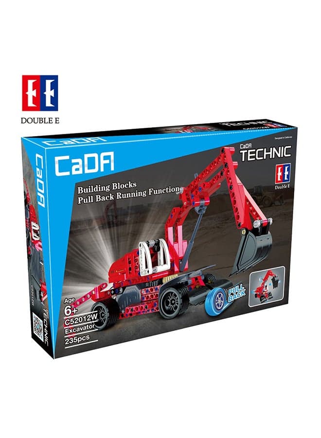 CaDA Car Toy Building Blocks Red Excavator C52012W 235pcs for +6 Years old